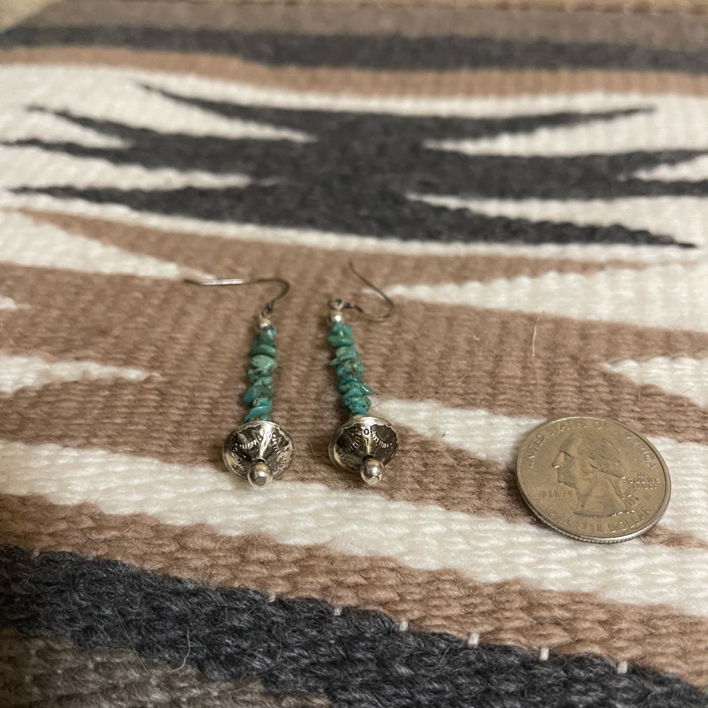 Sterling Silver with Turquoise Chip Earrings